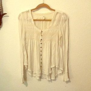 Free people white long sleeve shirt